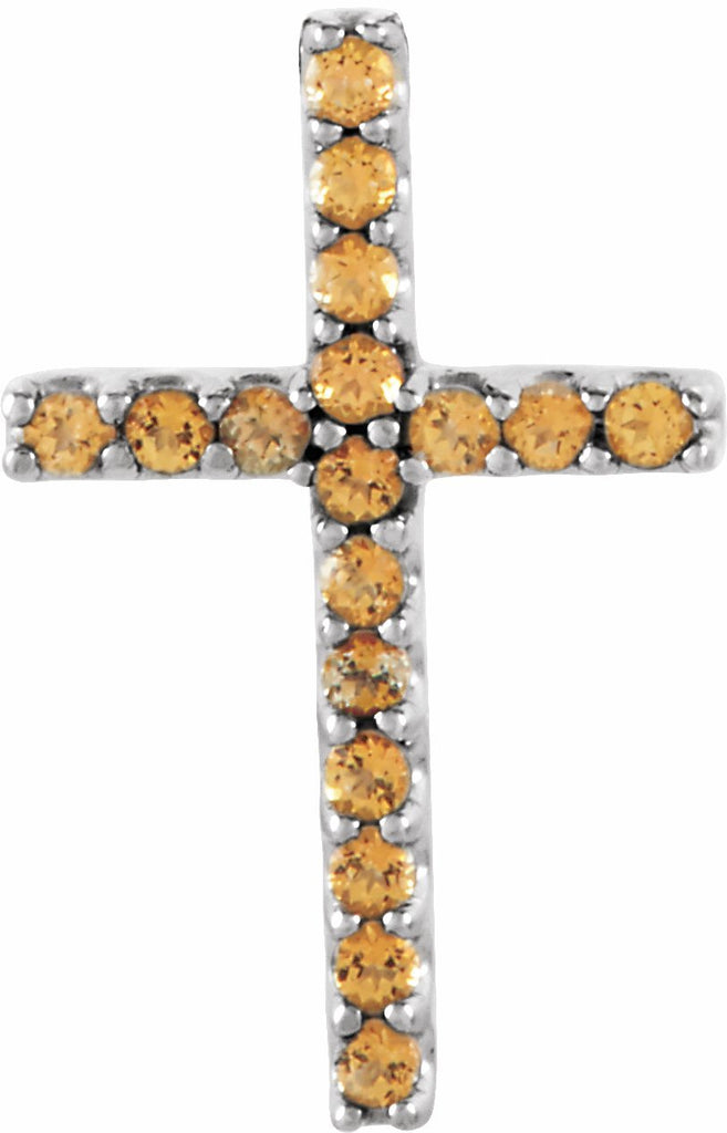 14k white honey topaz petite cross pendant 