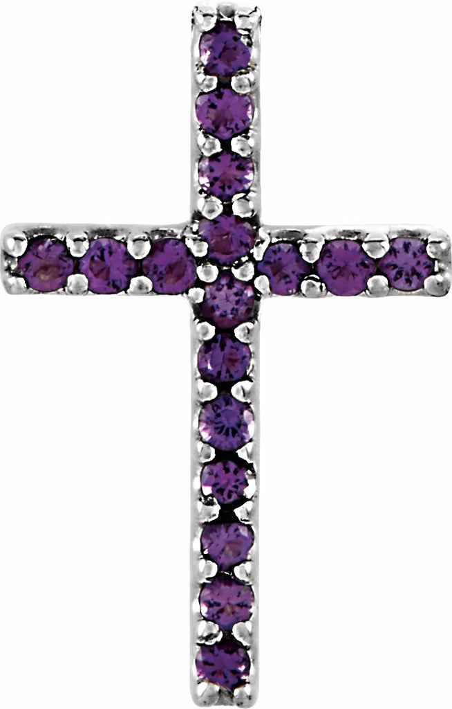 14k white amethyst petite cross pendant 