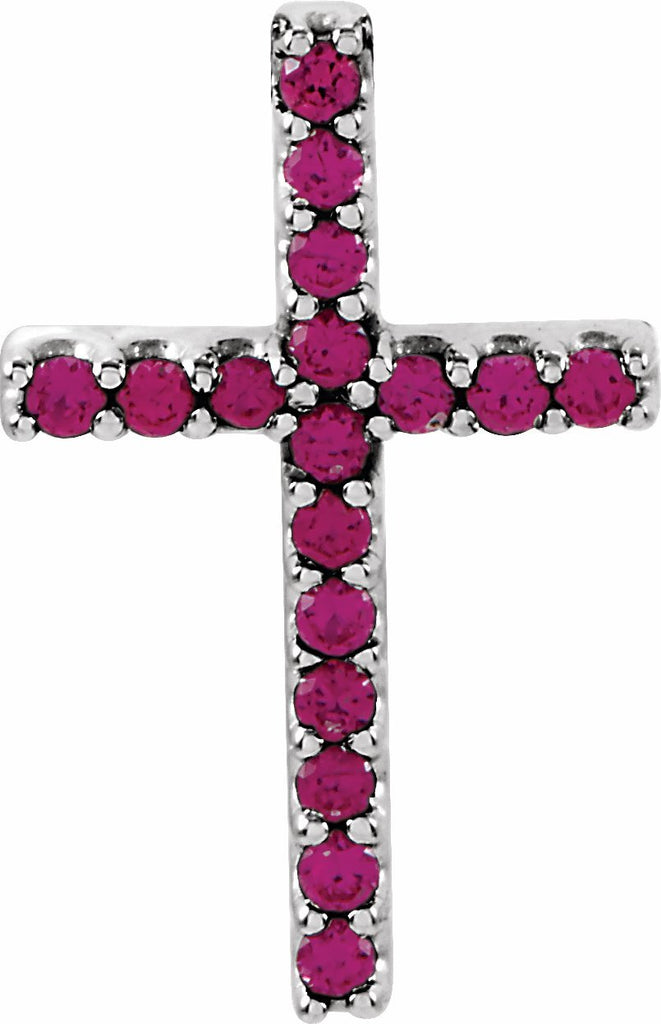 14k white ruby petite cross pendant  