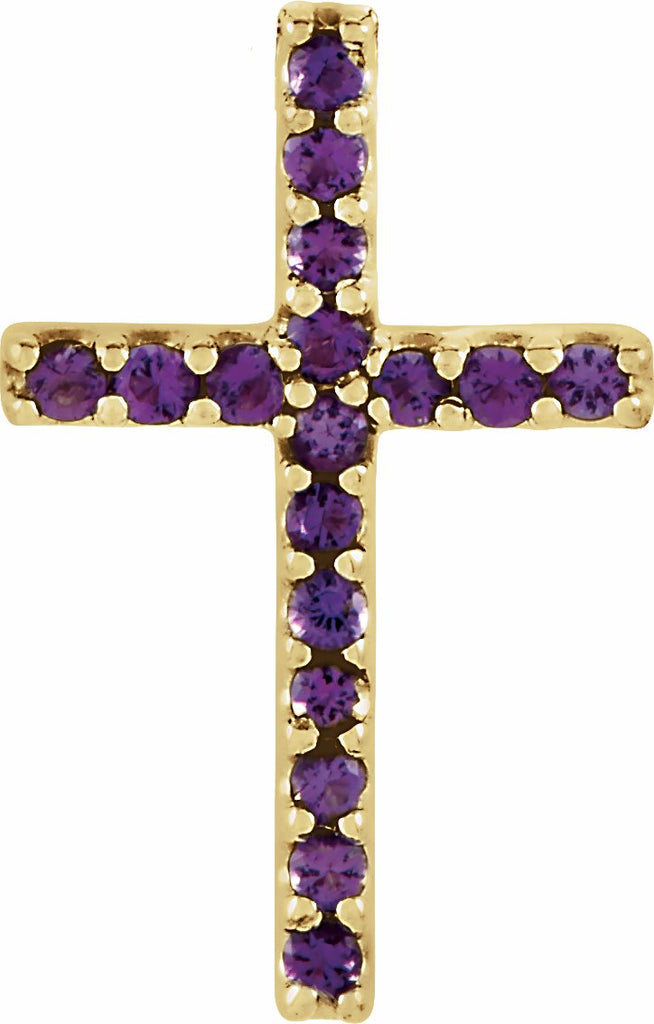 14k yellow amethyst petite cross pendant 