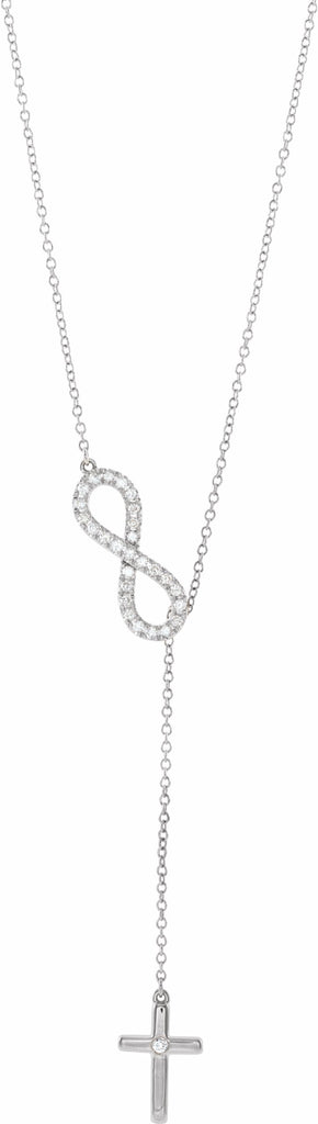 14k white 1/5 ctw diamond infinity-inspired cross 16-18" necklace