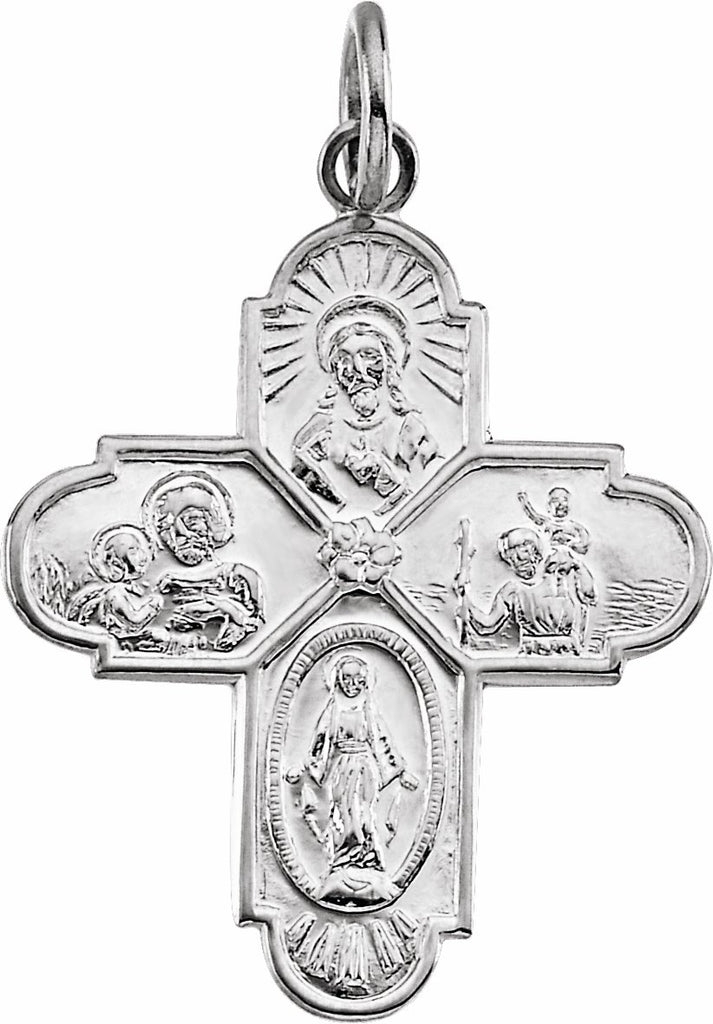 14k white 24.5x21.5 mm four-way cross medal 