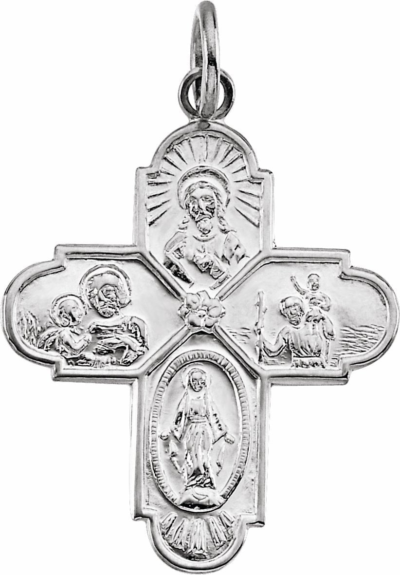 sterling silver 24.5x21.5 mm four-way cross medal