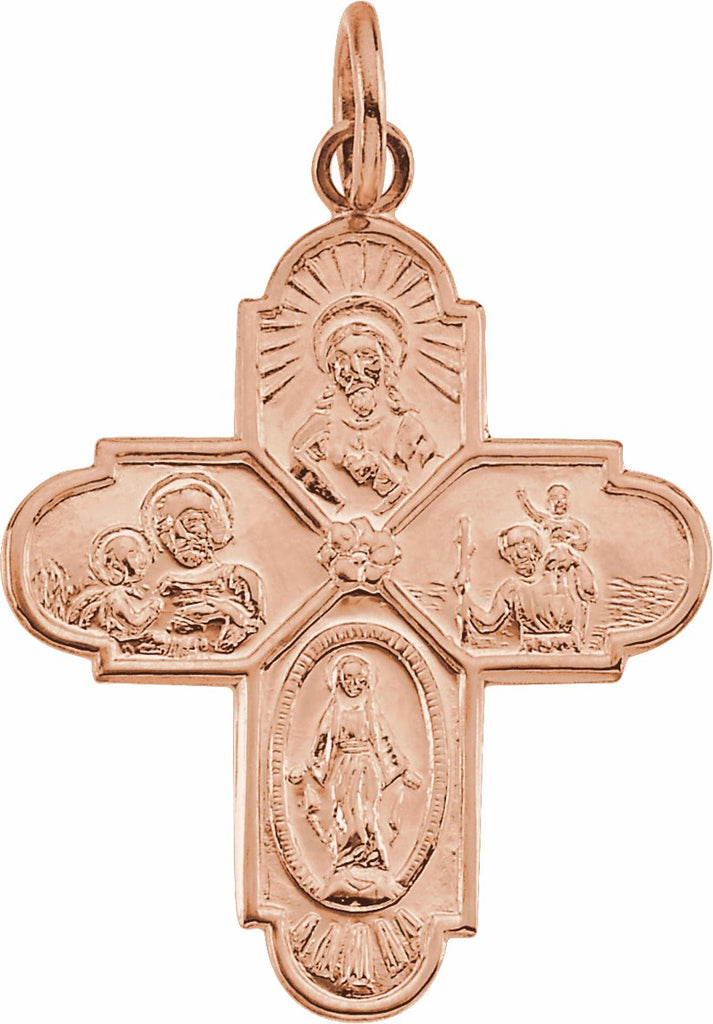 14k rose 24.5x21.5 mm four-way cross medal 