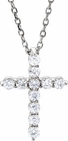 sterling silver 14.7x10.6 mm 1/4 ctw diamond cross 16-18" necklace