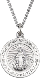 sterling silver 12 mm miraculous medal with 18" curb chain