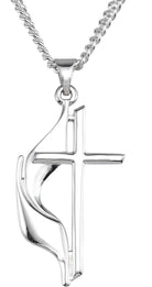 sterling silver 19x10 mm methodist cross 18" necklace with box