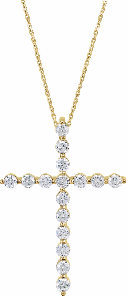 14k yellow 5/8 ctw diamond cross 18" necklace