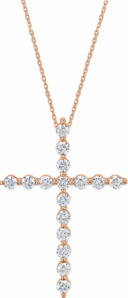14k rose 5/8 ctw diamond cross 18" necklace