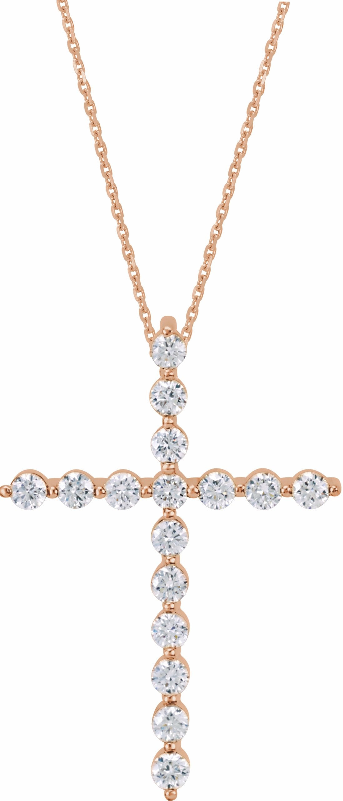 14k rose 1 ctw diamond cross 18" necklace