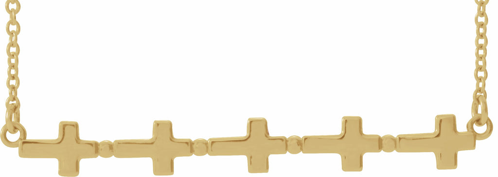 14k yellow sideways cross bar 18" necklace   