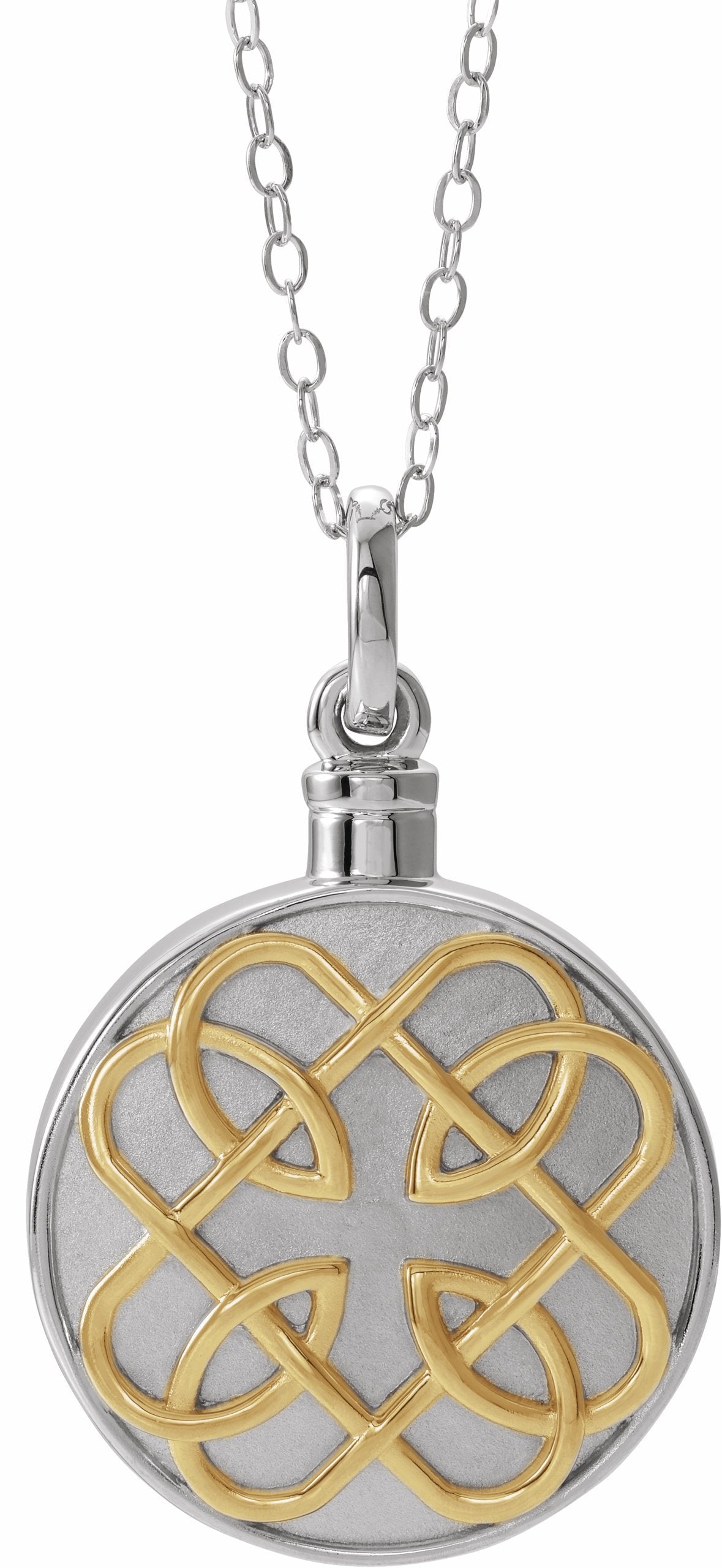 sterling silver 14k yellow gold-plated celtic-inspired ash holder 18" necklace