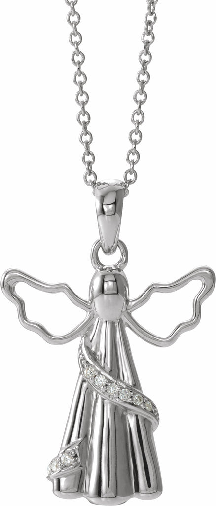 sterling silver 1 mm round cubic zirconia angel ash holder 18" necklace 