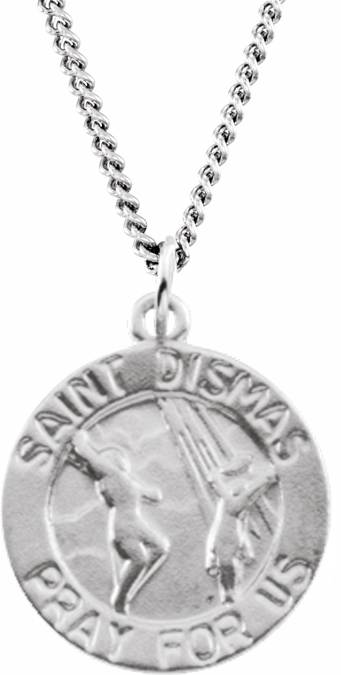 sterling silver 15 mm round st. dismas 18" necklace