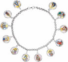 sterling silver enameled saints medal 7.5" bracelet