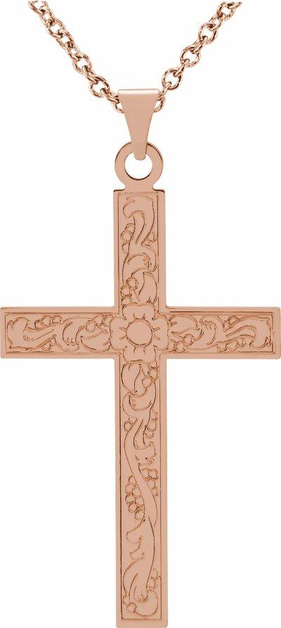 14k rose 18" cross necklace