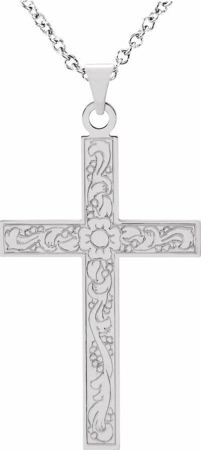 14k white 18" cross necklace