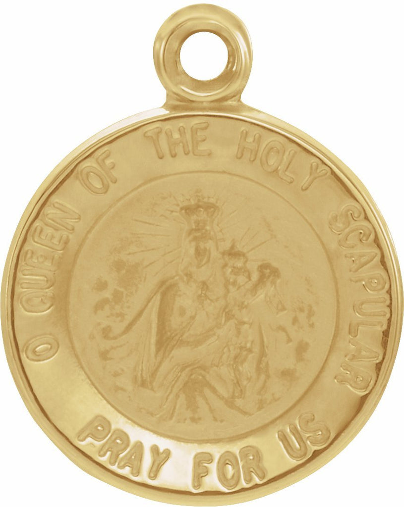 14k yellow 12 mm round scapular medal