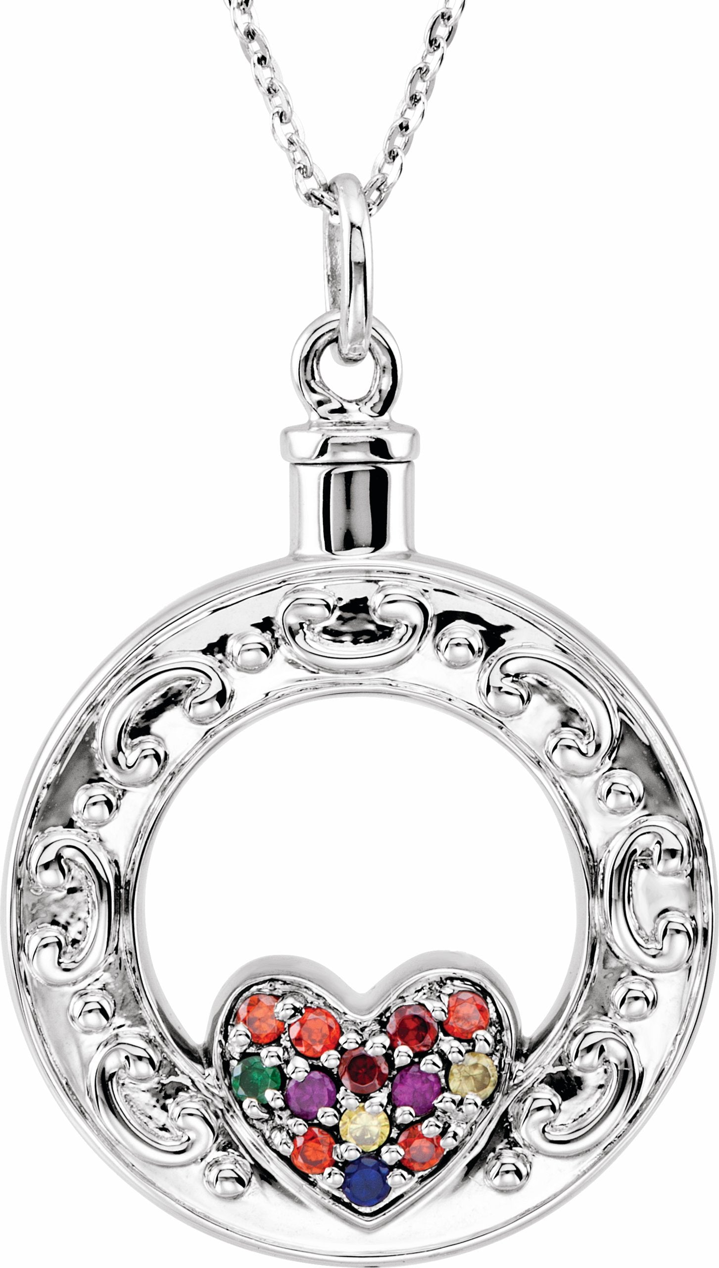 sterling silver celebration of life heart ash holder 18" necklace