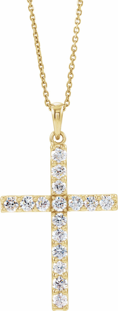 14k yellow 1/4 ctw diamond cross 18" necklace 