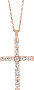 14k rose 1 1/4 ctw diamond cross 18" necklace 