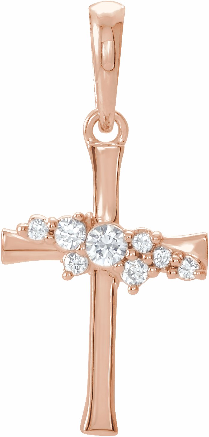 14k rose .06 ctw diamond cluster cross pendant