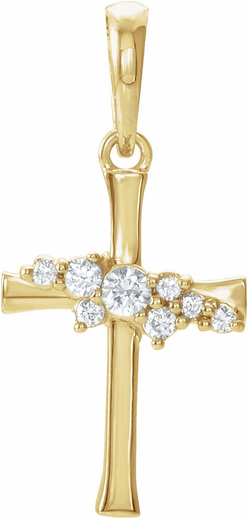 14k yellow .06 ctw diamond cluster cross pendant