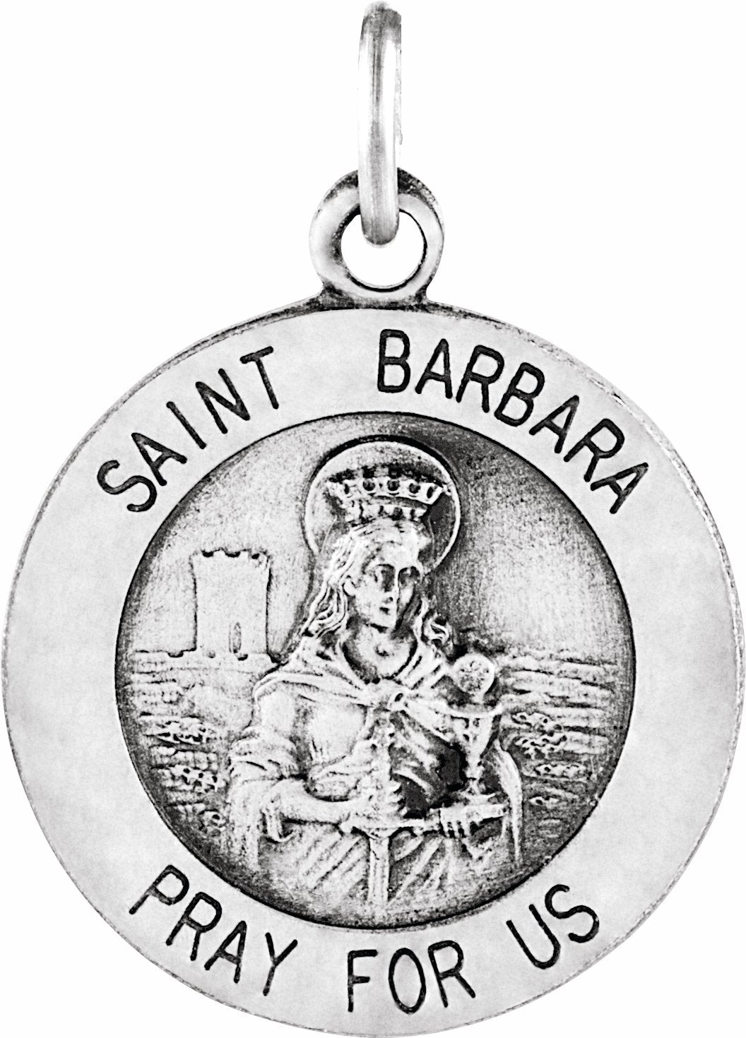 sterling silver 15 mm st. barbara medal