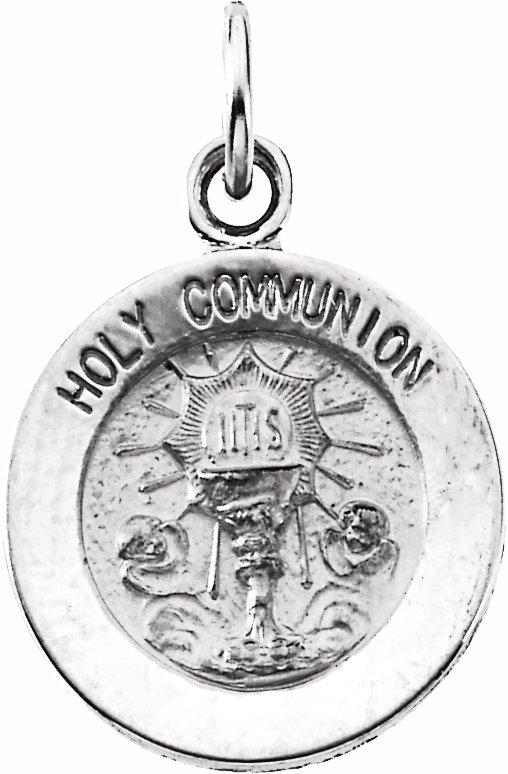 sterling silver 12 mm round holy communion medal