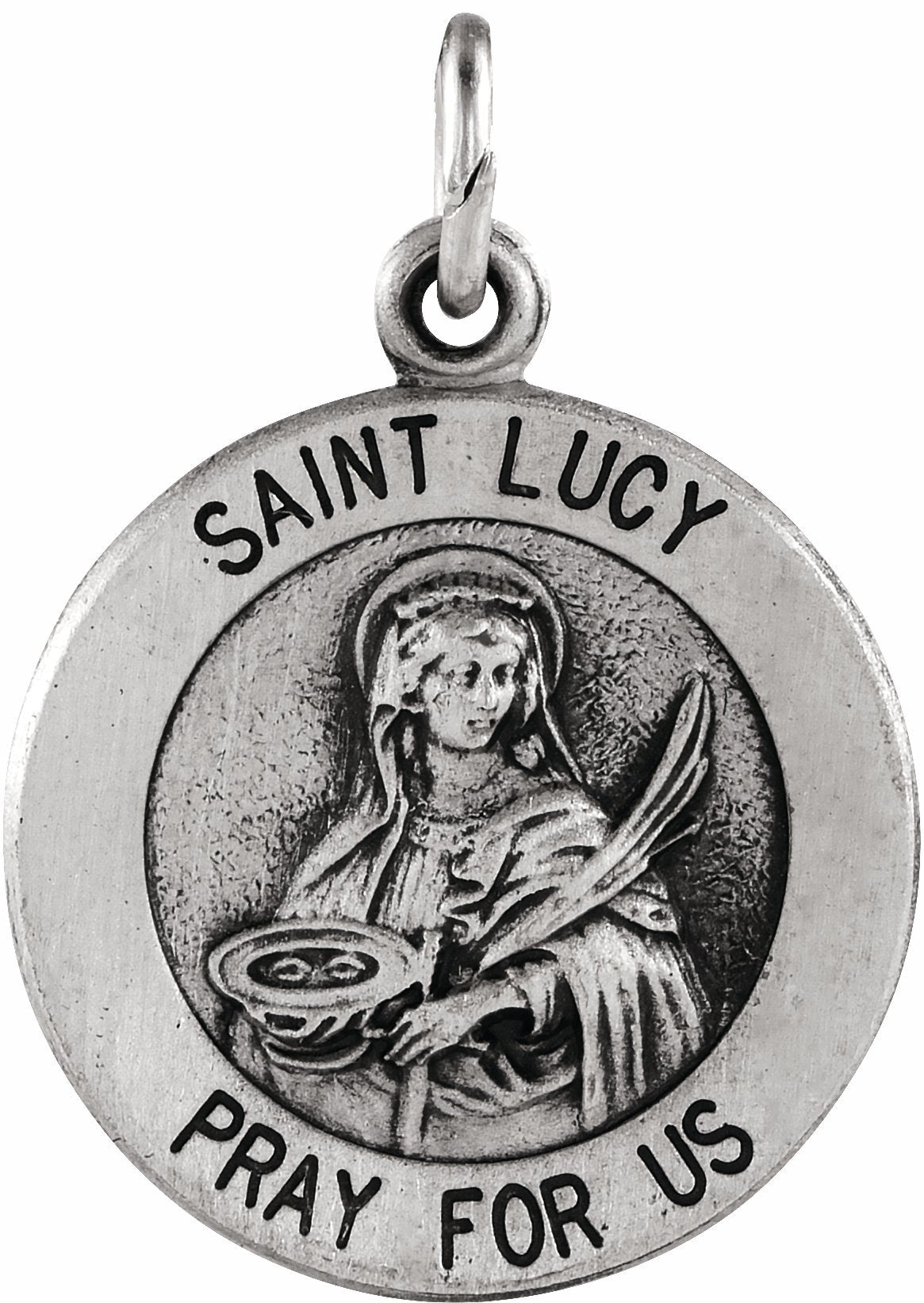 sterling silver 15 mm st. lucy medal  