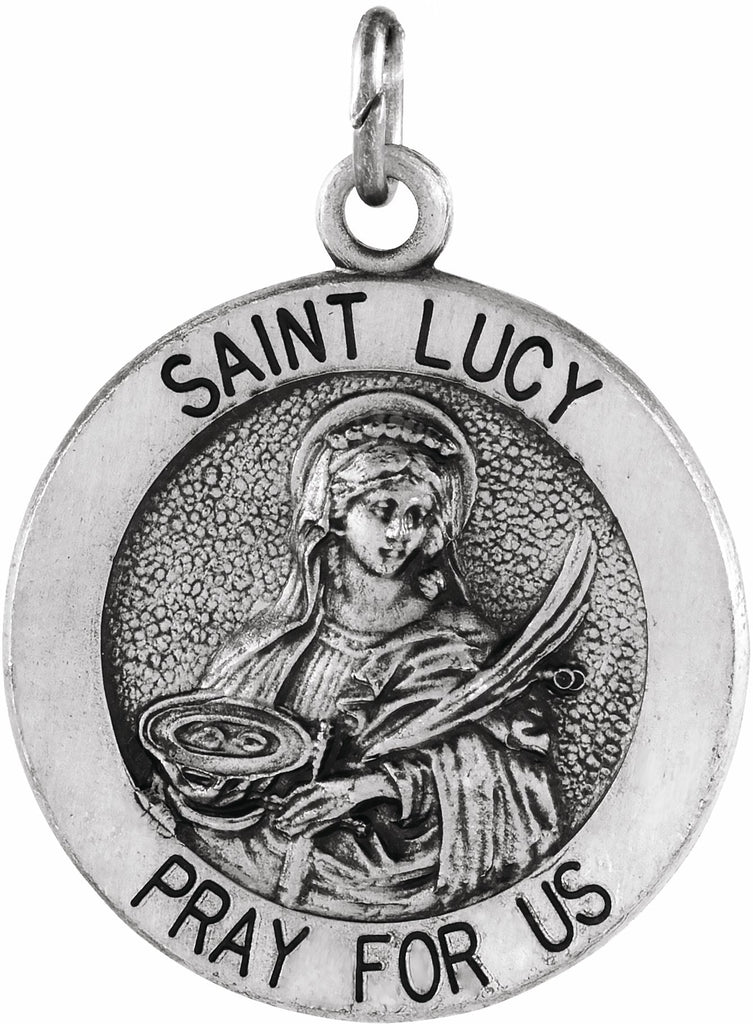 14k white 18 mm round st. lucy medal