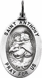 sterling silver 23x16 mm st. anthony of padua medal 