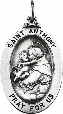 sterling silver 25x18 mm st. anthony of padua medal 