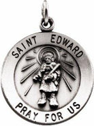 sterling silver 18 mm round st. edward medal  