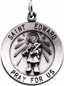 sterling silver 18 mm round st. edward medal  