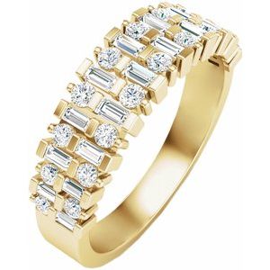 14k yellow 3/4 ctw diamond anniversary band