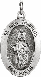 sterling silver 19x13.5 mm oval st. jude thaddeus medal  