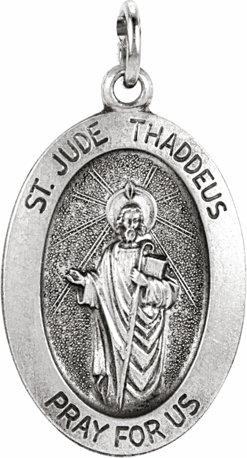 sterling silver 19x13.5 mm oval st. jude thaddeus medal  