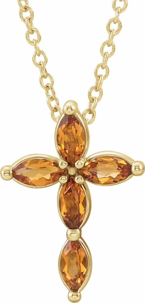 14k yellow citrine cross necklace