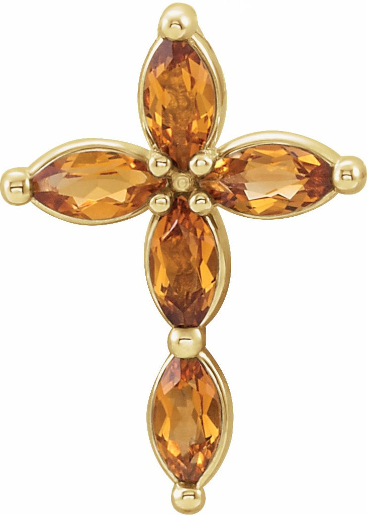 14k yellow citrine cross pendant