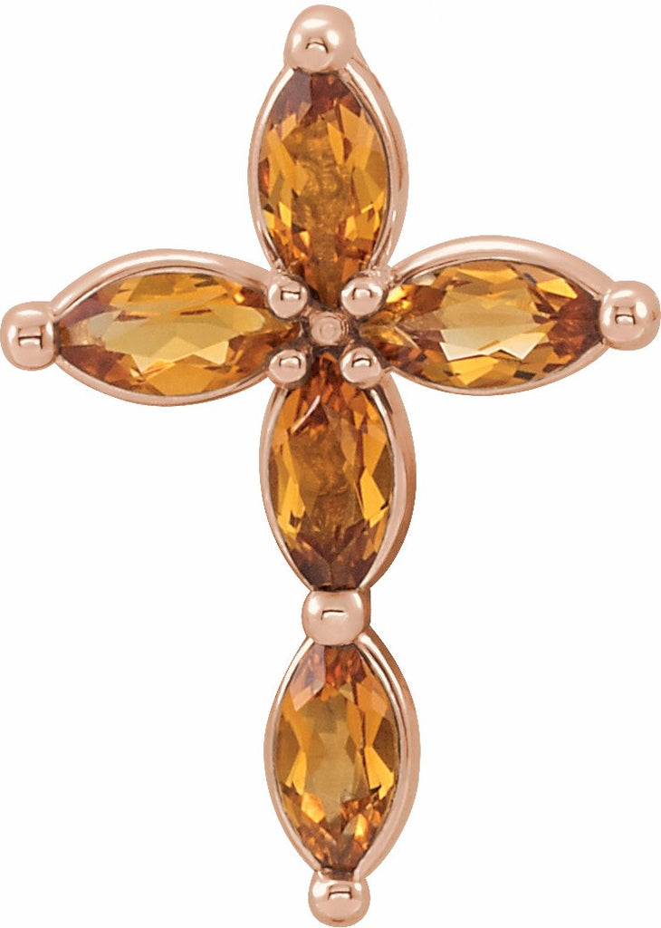 14k rose citrine cross pendant