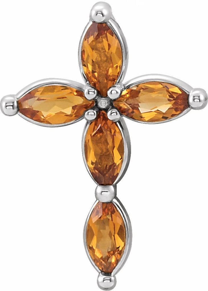 14k white citrine cross pendant