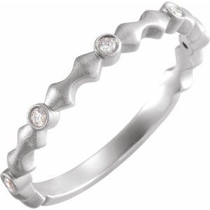 14k white .07 ctw diamond anniversary band with bead blast finish