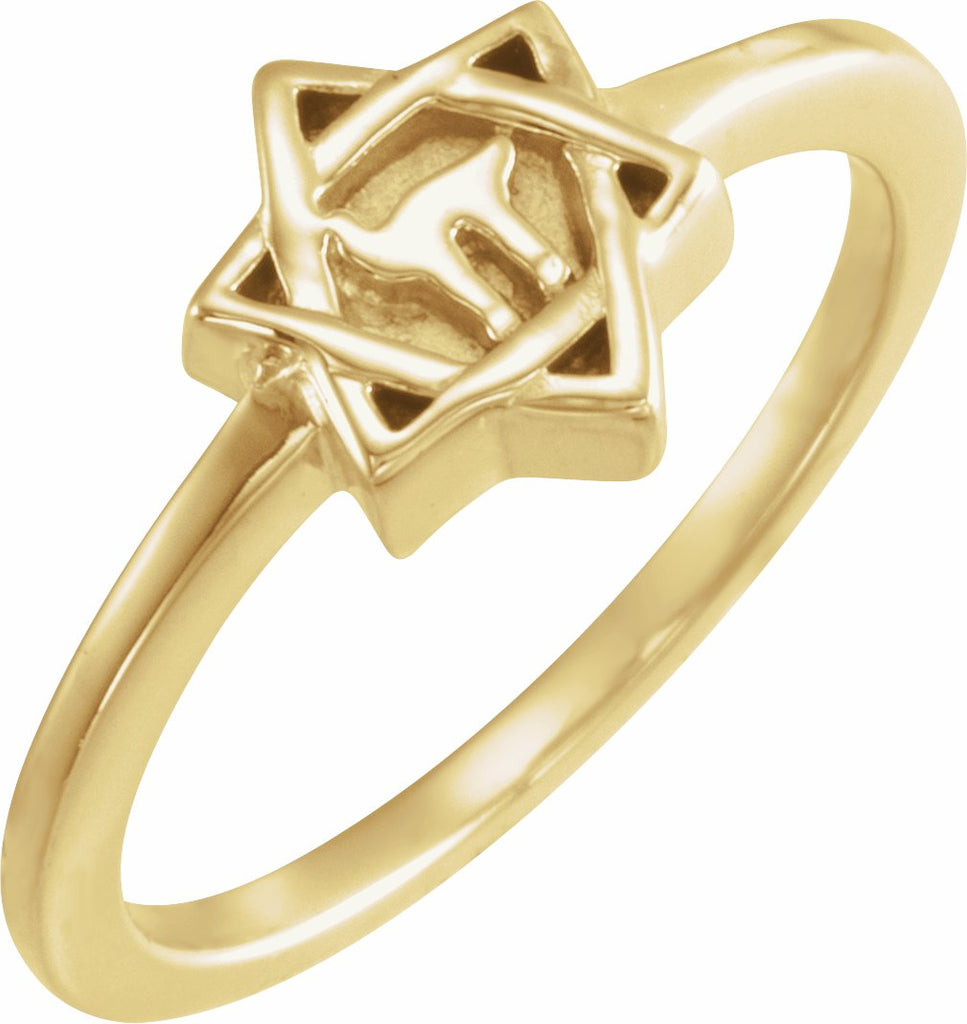 10k yellow star of david ring 