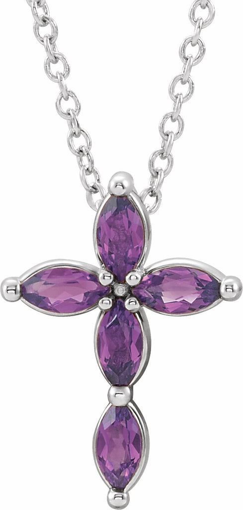 14k white chathamâ® created alexandrite cross necklace