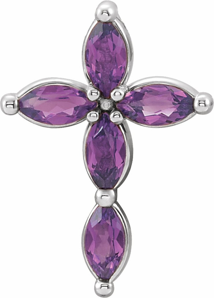 14k white chathamâ® created alexandrite cross pendant