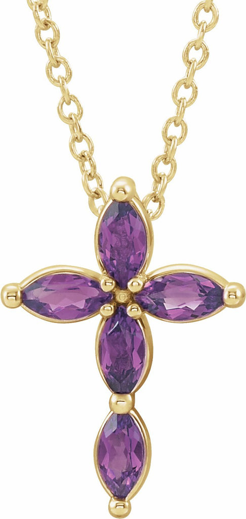 14k yellow chathamâ® created alexandrite cross necklace