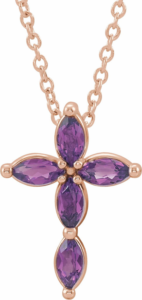 14k rose chathamâ® created alexandrite cross necklace