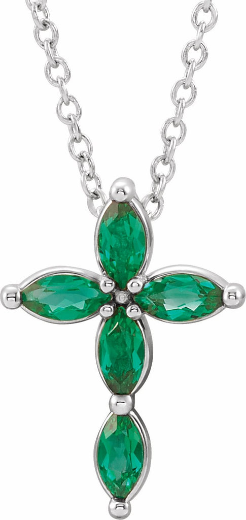 platinum chathamâ® created emerald cross necklace