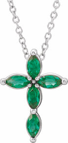 sterling silver chathamâ® created emerald cross necklace